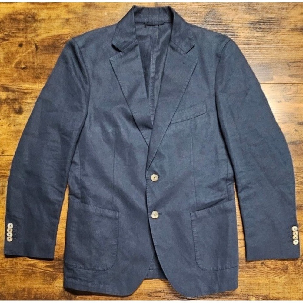 Suitsupply Havana HL Cotton Linen Blazer Men Blue Size 38